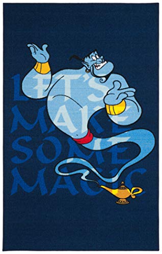 SAFAVIEH Machine Washable Slip Resistant Collection 2' 3" x 3' 9" Blue/Light Blue Inspired by Disney Aladdin - Genie Kids Bedroom Nursery Playroom Area Rug