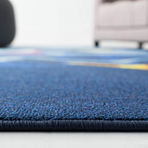 SAFAVIEH Machine Washable Slip Resistant Collection 2' 3" x 3' 9" Blue/Light Blue Inspired by Disney Aladdin - Genie Kids Bedroom Nursery Playroom Area Rug