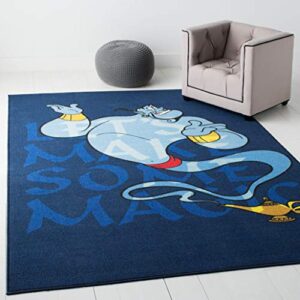 SAFAVIEH Machine Washable Slip Resistant Collection 2' 3" x 3' 9" Blue/Light Blue Inspired by Disney Aladdin - Genie Kids Bedroom Nursery Playroom Area Rug