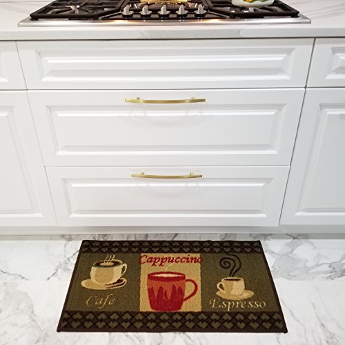 Kitchen Rugs and Mats - Non Skid, Rubber Back - Coffee Themed - Doormat