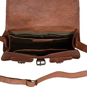 KPL 14 Inch Leather crossbody bags Purse Women Shoulder Bag Satchel Ladies Tote Travel Purse full grain Leather (Tan Brown)