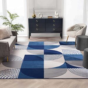 well woven good vibes margot blue modern geometric chevron 5’3″ x 7’3″ 3d texture area rug