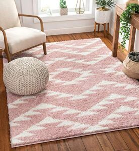 well woven madison shag edona pink moroccan tribal 5’3″ x 7’3″ area rug, 5 ft 3 in x 7 ft 3