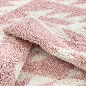 Well Woven Madison Shag Edona Pink Moroccan Tribal 5'3" x 7'3" Area Rug, 5 ft 3 in x 7 ft 3