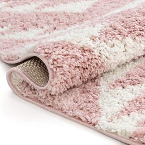 Well Woven Madison Shag Edona Pink Moroccan Tribal 5'3" x 7'3" Area Rug, 5 ft 3 in x 7 ft 3