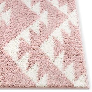 Well Woven Madison Shag Edona Pink Moroccan Tribal 5'3" x 7'3" Area Rug, 5 ft 3 in x 7 ft 3