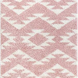 Well Woven Madison Shag Edona Pink Moroccan Tribal 5'3" x 7'3" Area Rug, 5 ft 3 in x 7 ft 3