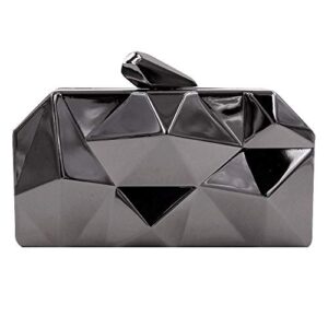 yaosen women geometric metal clutch diamond chain purse handbag (pewter)