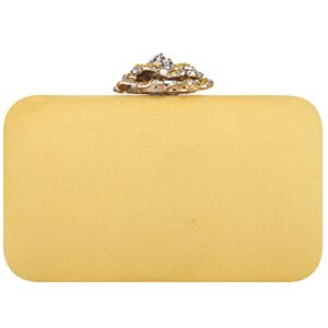 Fawziya Crystal Rose Cocktail Purses For Women Velvet Clutch-Yellow