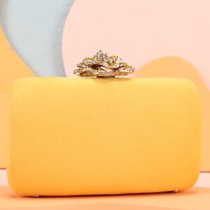 Fawziya Crystal Rose Cocktail Purses For Women Velvet Clutch-Yellow