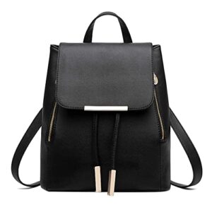 pahajim travel backpack for women mini cute purse and shoulder bag pu leather (black)
