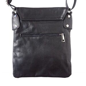 LaGaksta Ashley II Italian Soft Leather Shoulder Crossbody Bag -Black,Small