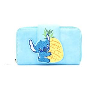 Loungefly x Lilo and Stitch Pineapple Stitch Chenille Snap Wallet, Blue, Standard