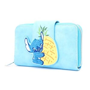 Loungefly x Lilo and Stitch Pineapple Stitch Chenille Snap Wallet, Blue, Standard