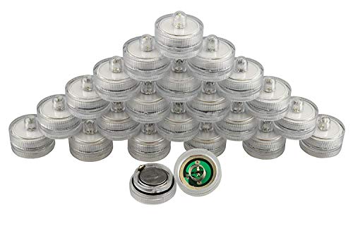 SAMYO Set of 12 Waterproof Wedding Submersible Battery LED Tea Lights Underwater Sub Lights- Wedding Centerpieces Party Decorate (White)