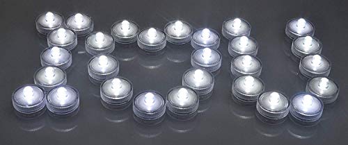 SAMYO Set of 12 Waterproof Wedding Submersible Battery LED Tea Lights Underwater Sub Lights- Wedding Centerpieces Party Decorate (White)