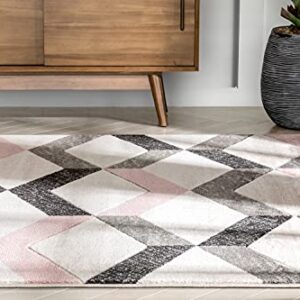 Well Woven Good Vibes Millie Blush Pink Modern Zigzag Stripes 5'3" x 7'3" 3D Texture Area Rug