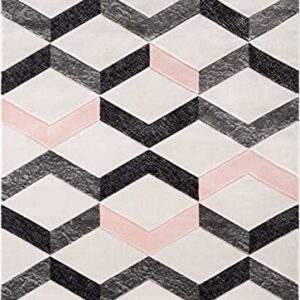 Well Woven Good Vibes Millie Blush Pink Modern Zigzag Stripes 5'3" x 7'3" 3D Texture Area Rug