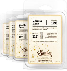 shortie’s candle company vanilla bean wax melts bulk pack – formula 117-4 highly scented bars – made with natural oils – bakery & food air freshener cubes collection