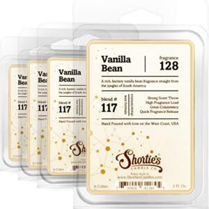 Shortie's Candle Company Vanilla Bean Wax Melts Bulk Pack - Formula 117-4 Highly Scented Bars - Made with Natural Oils - Bakery & Food Air Freshener Cubes Collection