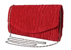 peach couture womens vintage satin pleated envelope evening cocktail wedding party handbag clutch (scarlet)