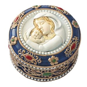 fashion craft madonna and child rosary trinket box, 2 3/4″, multicolor