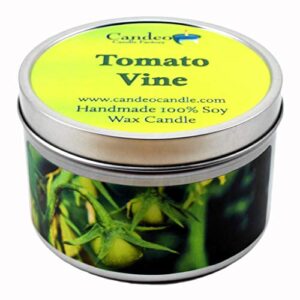 soy candle -large travel tins, 6oz – highly scented – made with soy wax – handmade in the usa – candeo candle (tomato vine)