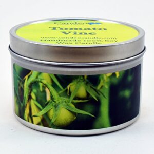 Soy Candle -Large Travel Tins, 6oz - Highly Scented - Made with Soy Wax - Handmade in The USA - Candeo Candle (Tomato Vine)