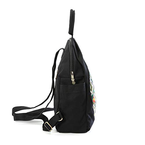 Jursccu Women Casual Backpack Fashion Vintag Embroidered Backpack, Travel Backpack Canvas Shoulder Bag Handbag