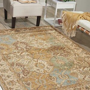 Nourison Modesto Traditional Beige 5'3" x 7'3" Area Rug, Easy Cleaning, Non Shedding, Bed Room, Living Room, Dining Room, Kitchen (5x7)