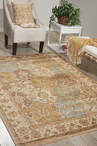 Nourison Modesto Traditional Beige 5'3" x 7'3" Area Rug, Easy Cleaning, Non Shedding, Bed Room, Living Room, Dining Room, Kitchen (5x7)