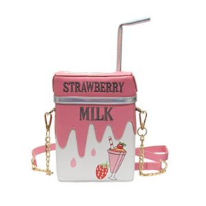 lui sui cute strawberry milk box cross body purse bag cellphone shoulder bags card holder wallet purse