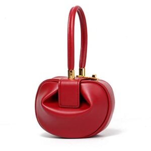 normia rita handbags for ladies fashion retro genuine leather handmade dumplings satchel women small shopping dating bag… (red)