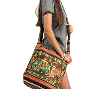 Patchwork Brown Cotton Hobo Crossbody Shoulder Bag Hipster Boho Sling Messenger School Casual