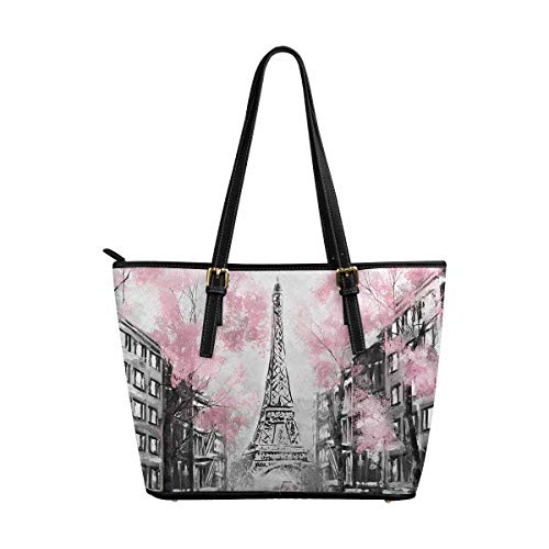 InterestPrint Women Totes Top Handle HandBags PU Leather Purse Uropean City Landscape France Paris Eiffel Tower