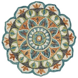 LR Home Dazzle Area Rug, 6' Round, Teal/Green