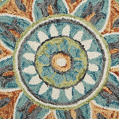 LR Home Dazzle Area Rug, 6' Round, Teal/Green