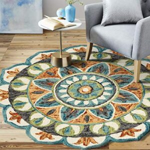 LR Home Dazzle Area Rug, 6' Round, Teal/Green