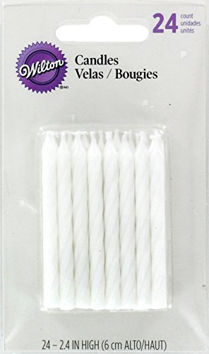 Wilton Birthday Candles 2.5", White Striped Spirals, 24/Pkg