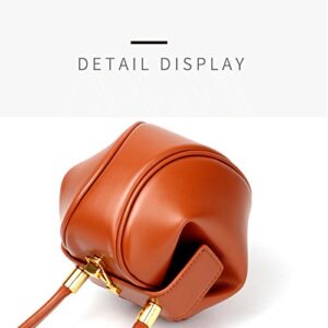 Normia Rita Handbags For Ladies Fashion Retro Genuine Leather Handmade Dumplings Satchel Women Small Shopping Dating Bag… (Brown)