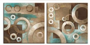 decor well modern abstract teal and brown canvas art modern prints stretched for home decor