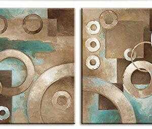 Decor Well Modern Abstract Teal and Brown Canvas Art Modern Prints Stretched for Home Decor