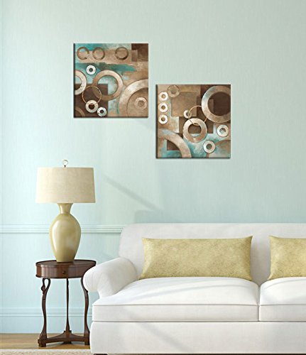 Decor Well Modern Abstract Teal and Brown Canvas Art Modern Prints Stretched for Home Decor