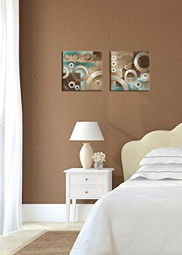 Decor Well Modern Abstract Teal and Brown Canvas Art Modern Prints Stretched for Home Decor