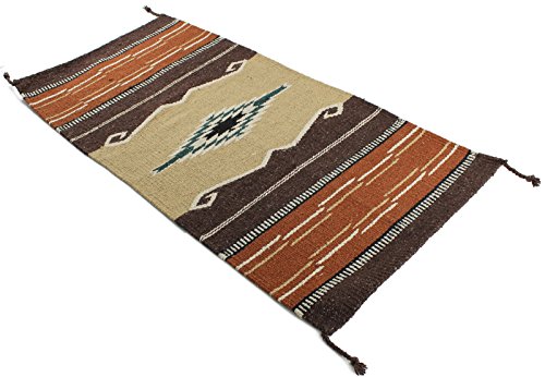 Onyx Arrow Southwest Décor Area Rug, 20 x 40 Inches, Pueblo Pattern Tan/Brown