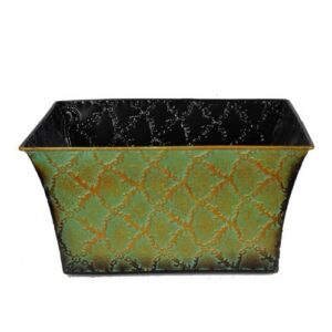 the lucky clover trading 7514 rectangular emerald home decor metal basket, green