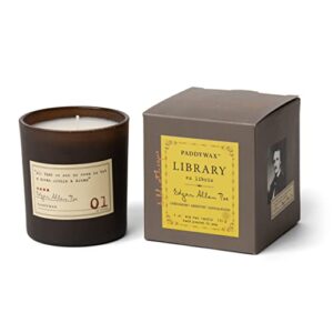 paddywax candles library collection edgar allan poe soy wax candle, 6.5-ounce (cardamom, absinthe, sandalwood)