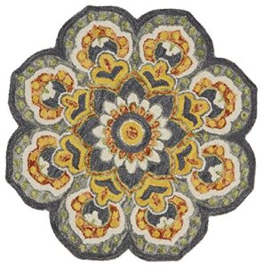 lr home dazzle area rug, 6′ round, gray