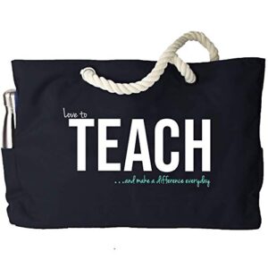 keho xxl ultimate teacher waterproof multi pocket tote shoulder bag (huge) – perfect usable gift for teacher appreciation, comfy rope handles & perfect work bag