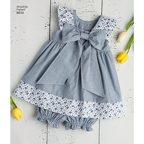 Simplicity US8614AS Baby Dress, Underwear, and Romper Sewing Patterns, Sizes XXS-L